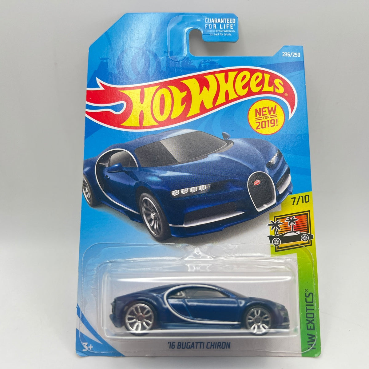 HOT WHEELS 2019 M/L #236/250 '16 Bugatti Chiron 7/10 HW Exotics blue