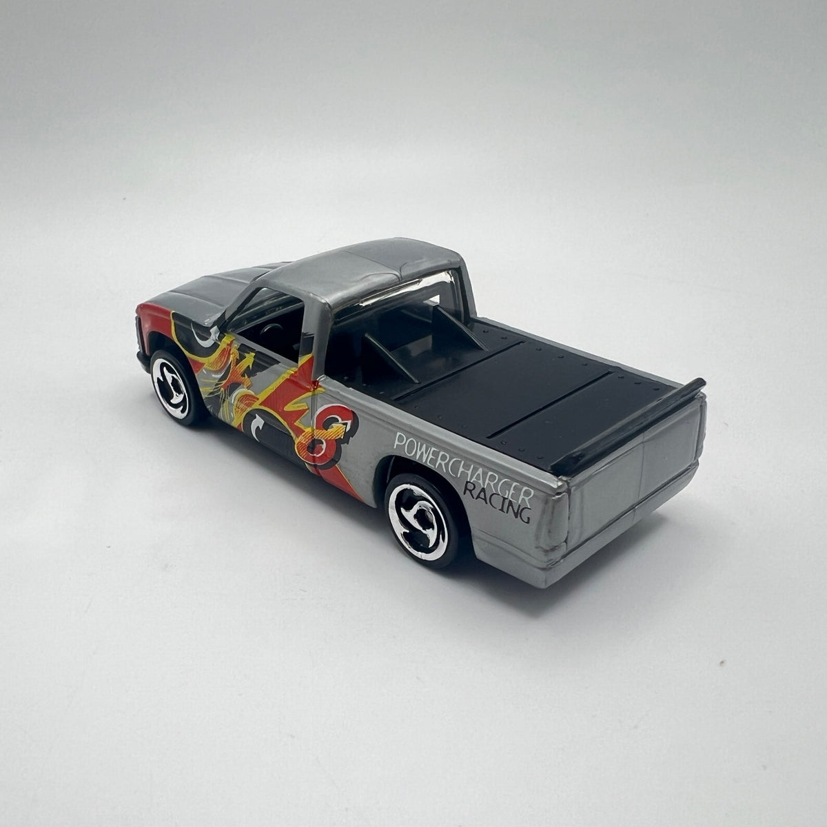 Hot Wheels Chevy 1500 Pickup Silver Powercharger Racing #8 LOOSE 1/64