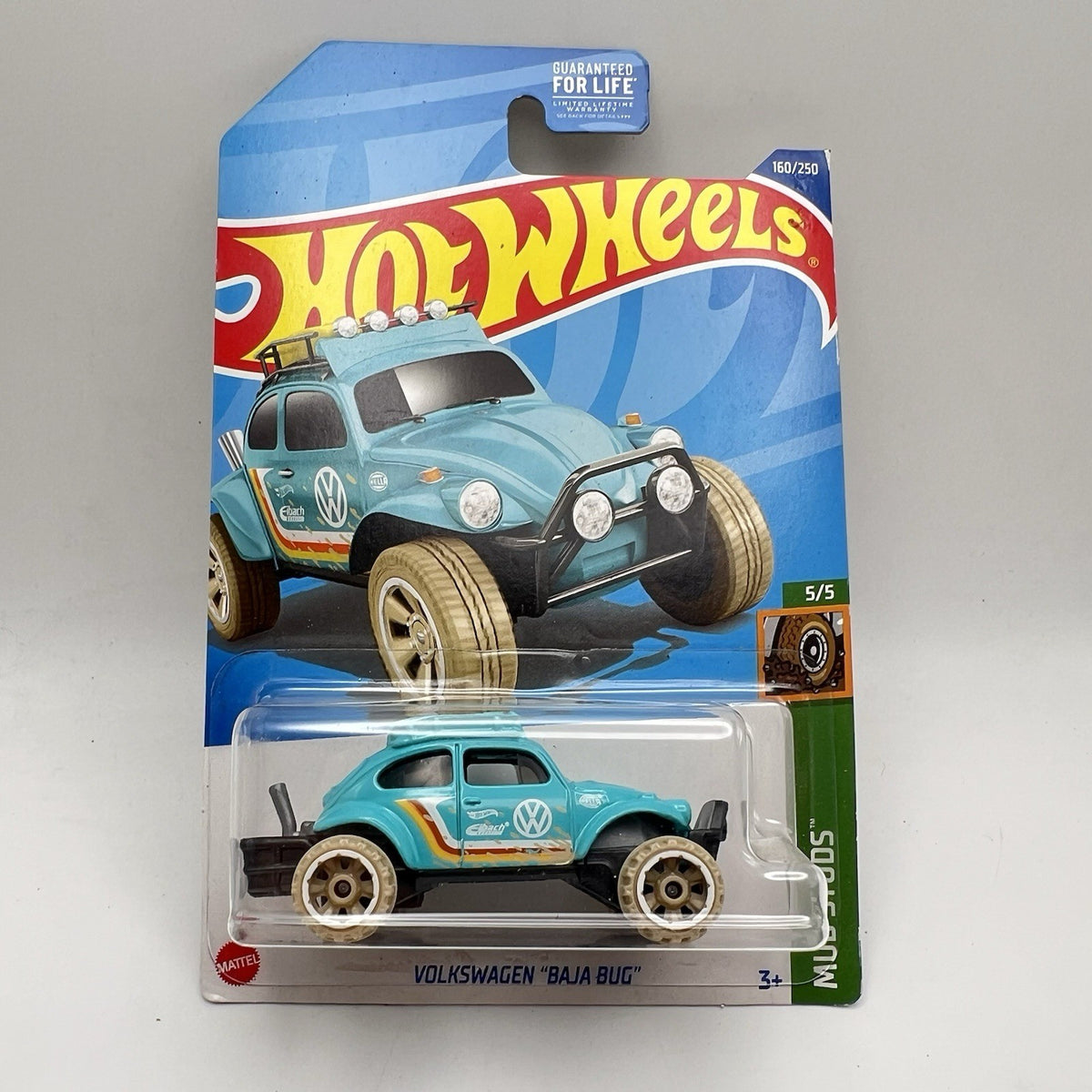 Hot Wheels Volkswagen Baja Bug VW Beetle Light Blue Mud Studs 5/5 160/250