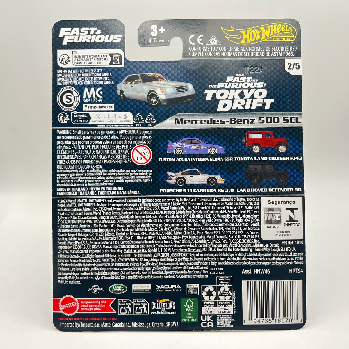 Hot Wheels Premium Mercedes-Benz 500 SEL Fast and Furious Tokyo Drift