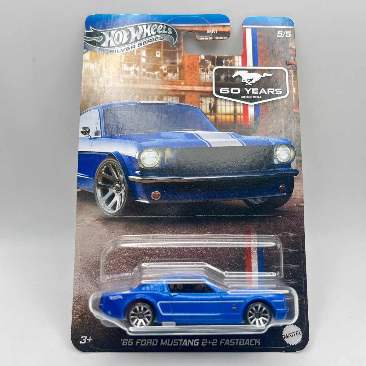 Hot Wheels 65 Ford Mustang 2+2 Fastback Blue Silver Series Mustang 60 Years 5/5