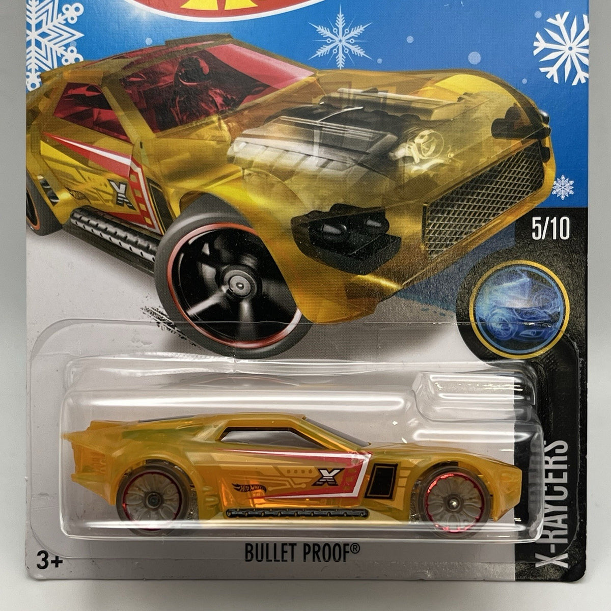 2016 Hot Wheels X-Raycers BULLET PROOF Yellow Snowflakes Card