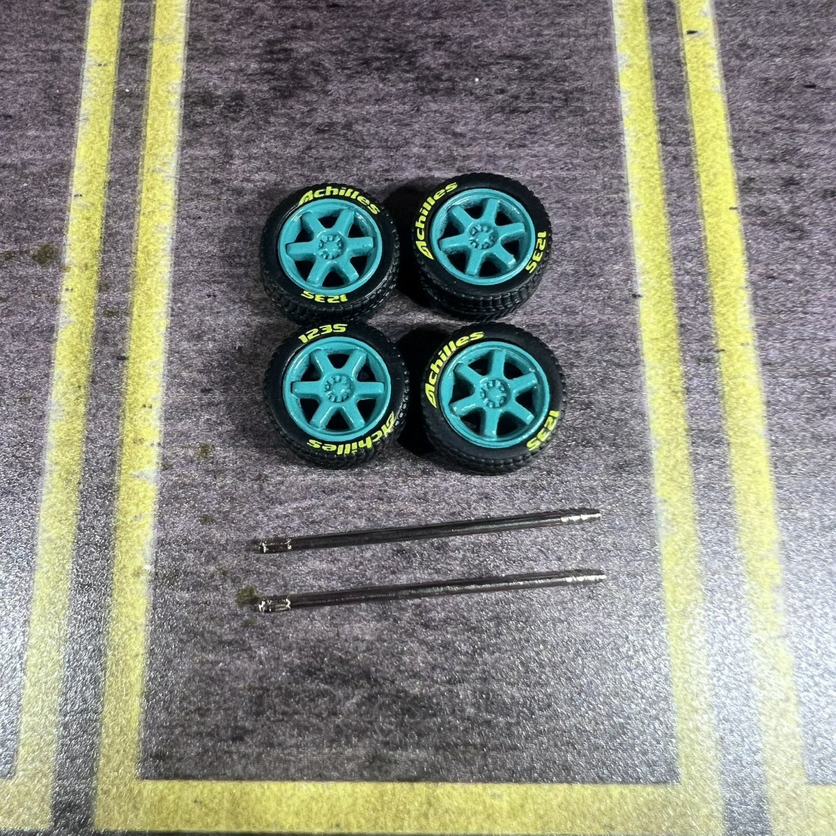 1/64 Scale Volks Racing TE37 With Rubber Tires For Hot Wheels Matchbox Tomica