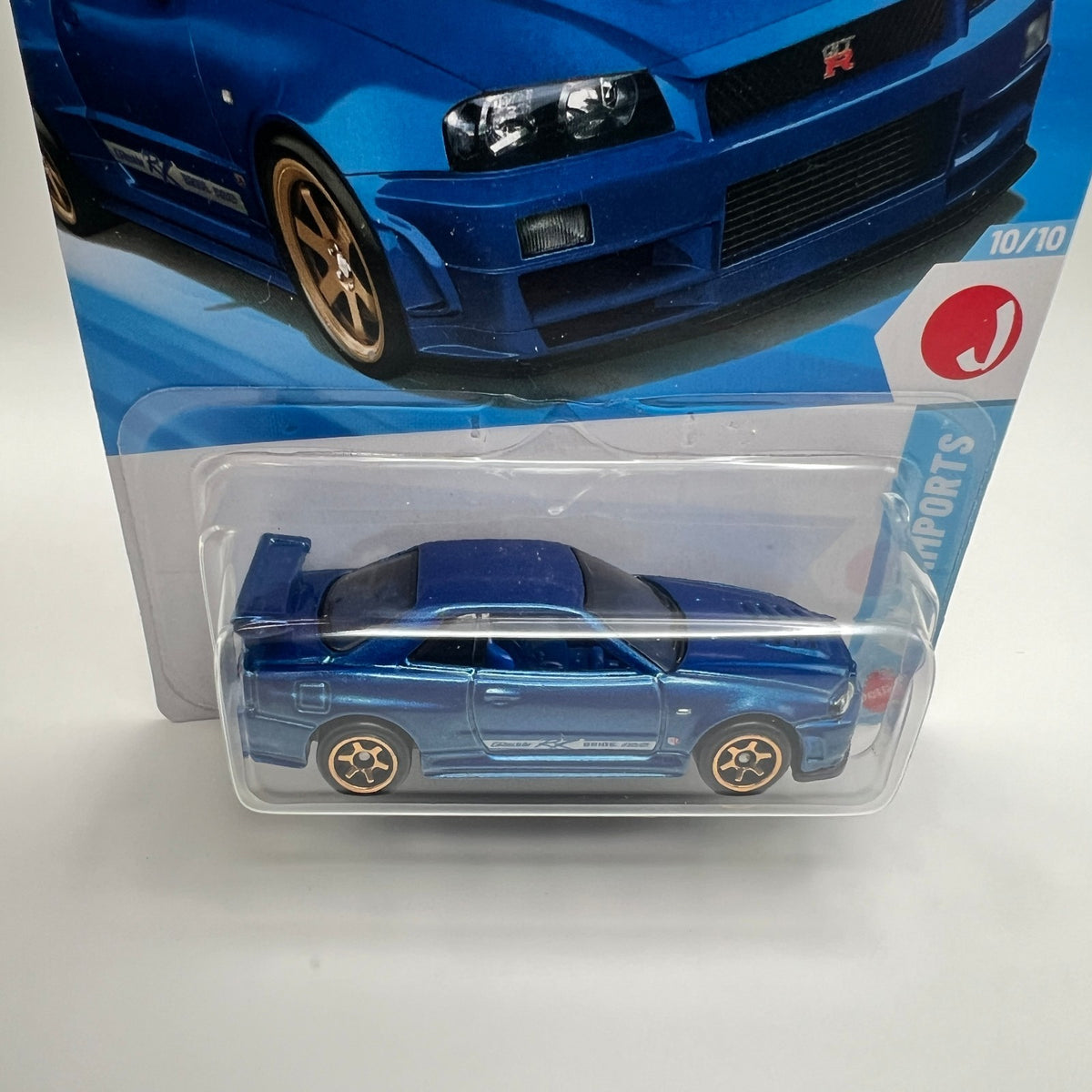 Hot Wheels Nissan Skyline GT-R BNR34 Blue Gold Wheels HW J-Imports 10/10 199/250