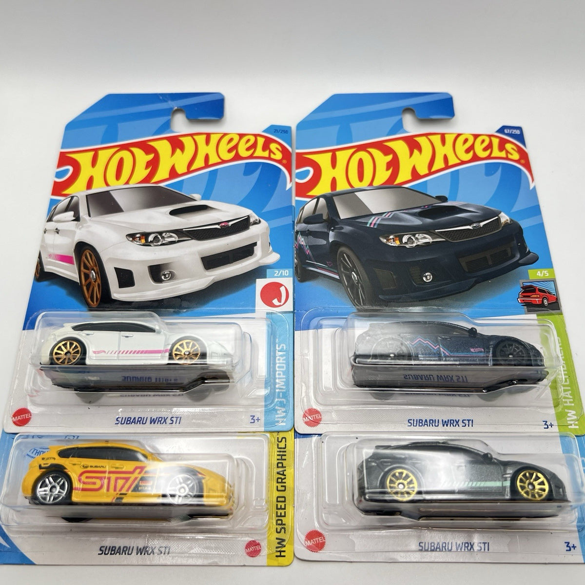 HOT WHEELS Jdm Subaru Wrx Sti Grey White Blue And Yellow Lot Of 4