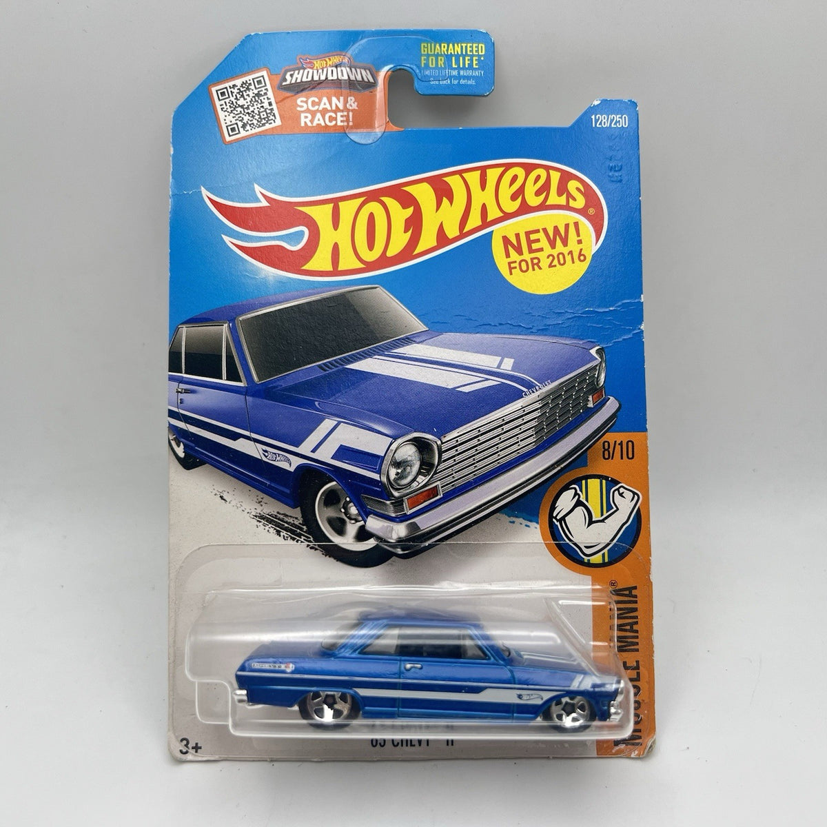 HOT WHEELS 2016 MUSCLE MANIA BLUE '63 CHEVY II 128/250