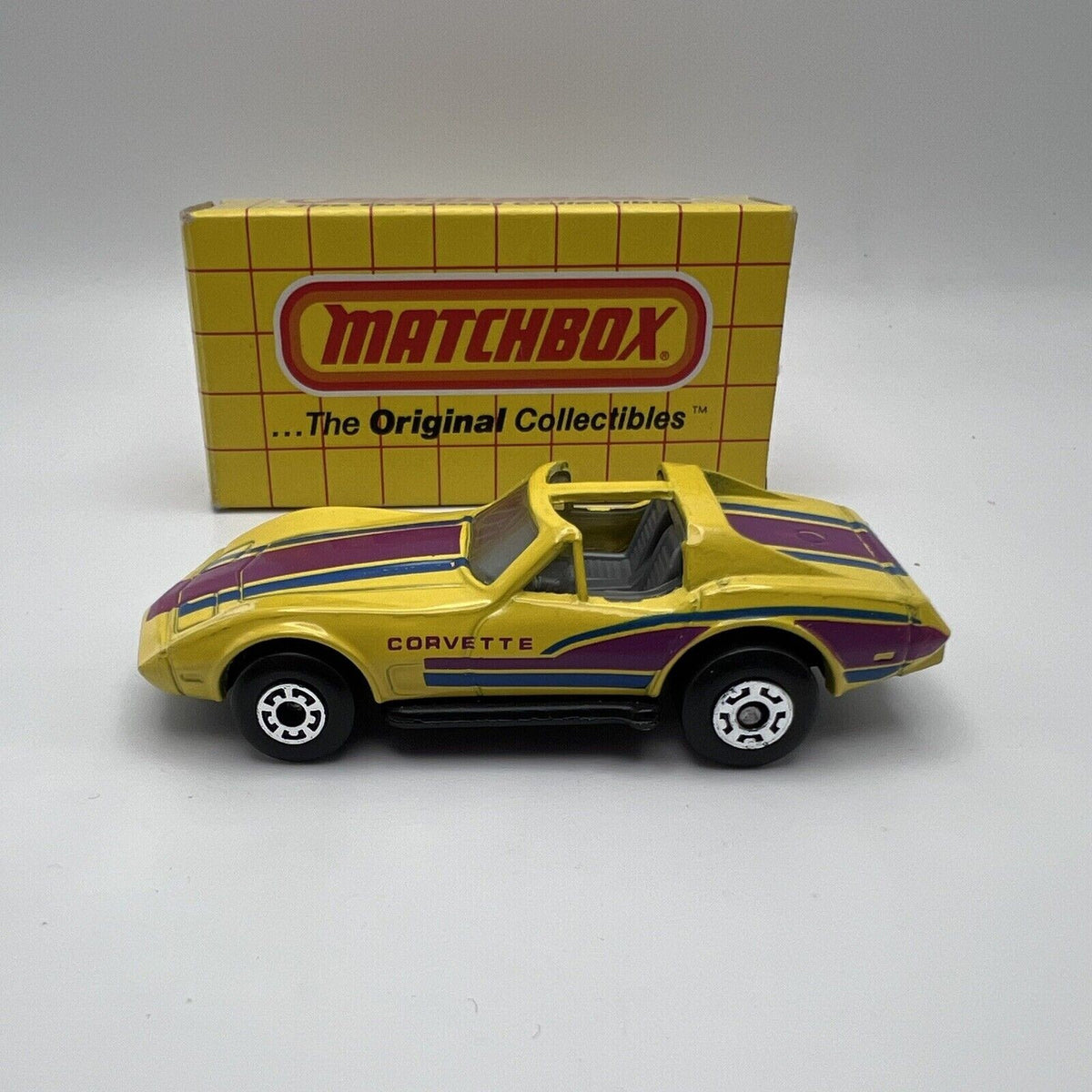1979 Matchbox Lesney Superfast Chevy Corvette Yellow With Stripes Vintage In Box
