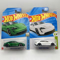 Lot Of 2 Hot Wheels Porsche Taycan Turbo S Green & White