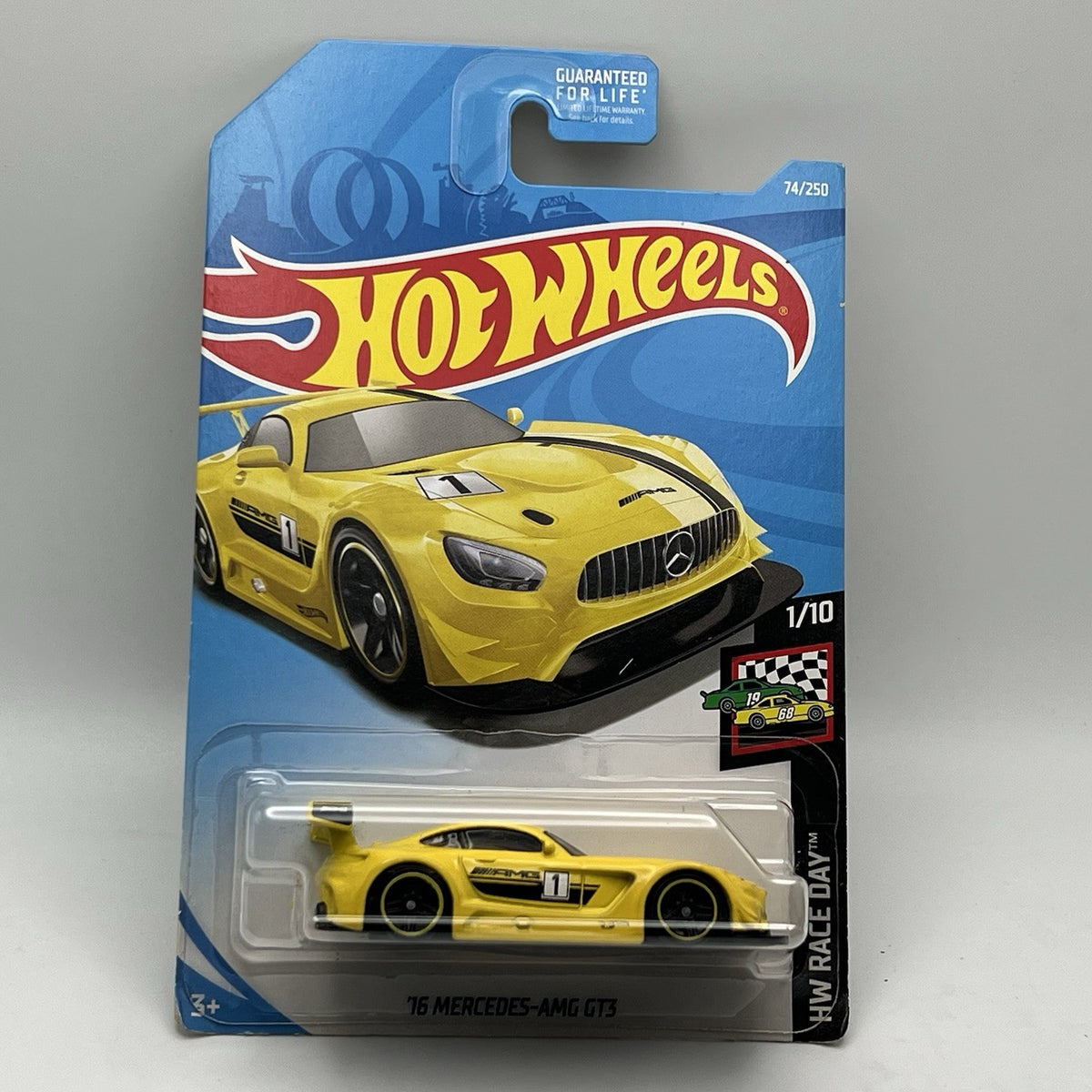 Hot wheels '16 Mercedes-Benz-AMG GT3 Yellow #74 74/250 2019 HW Race Day