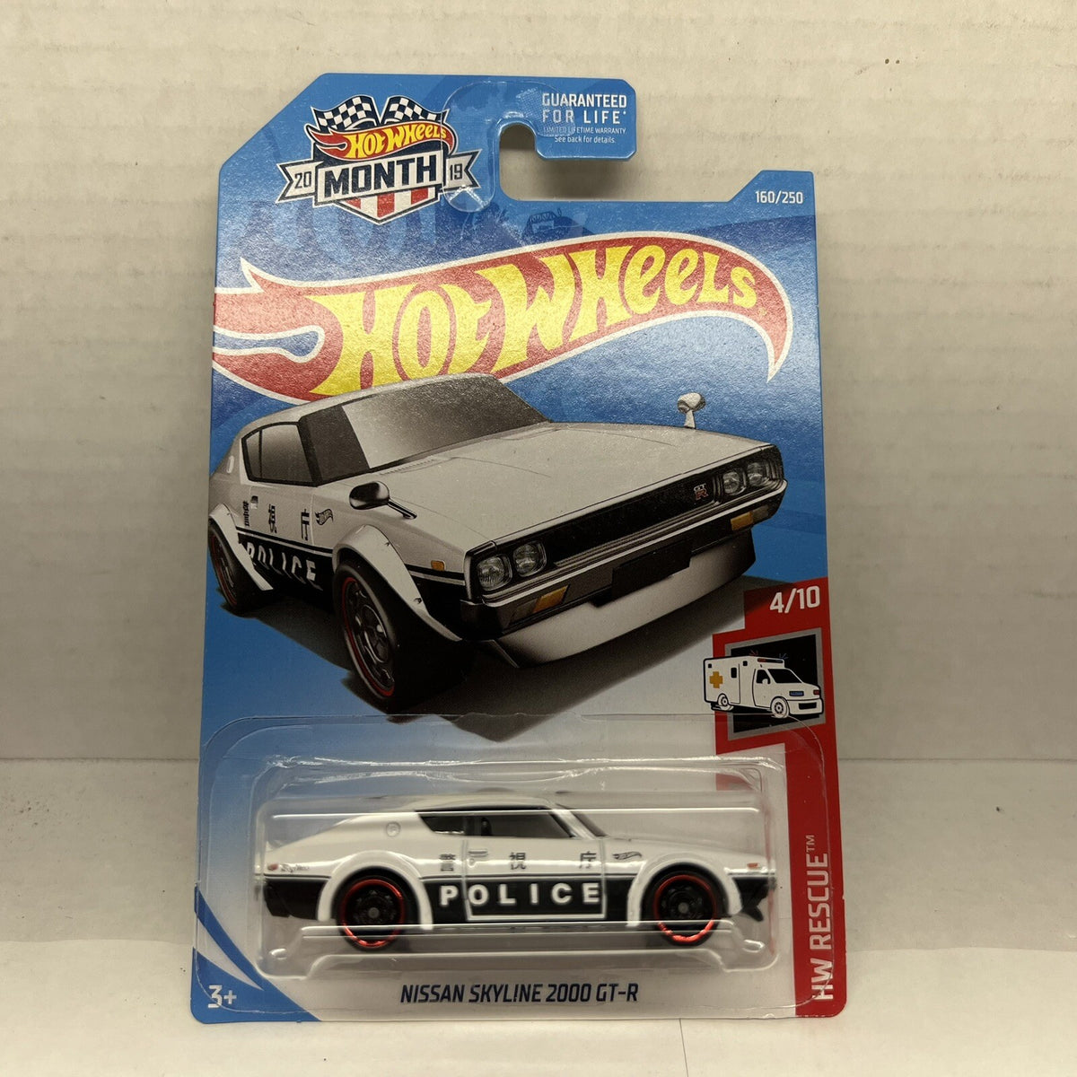 Hot Wheels 160/250 White Police Nissan Skyline 2000 GT-R 4/10 HW Rescue
