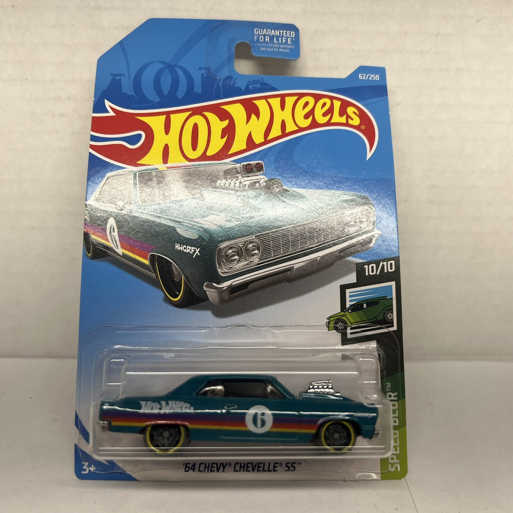 Hot Wheels '64 Chevy Chevelle SS #62/250 [Turquoise] Speed Blur. Racing Decals