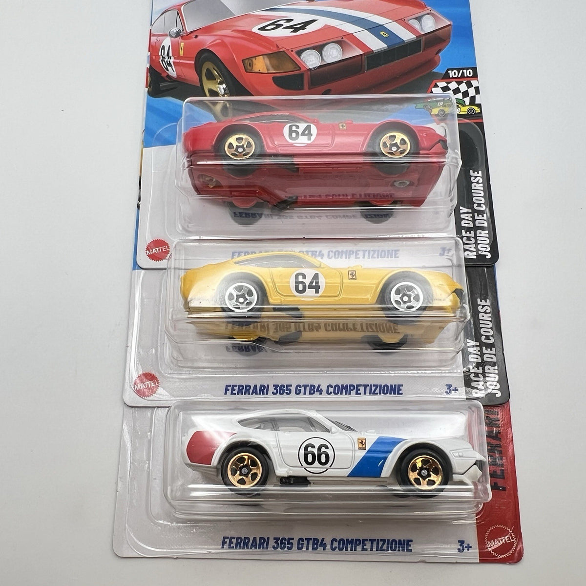 🔥Hot Wheels Ferrari 365 GTB4 Competizione Lot Of 3 - White, Red, Yellow🔥