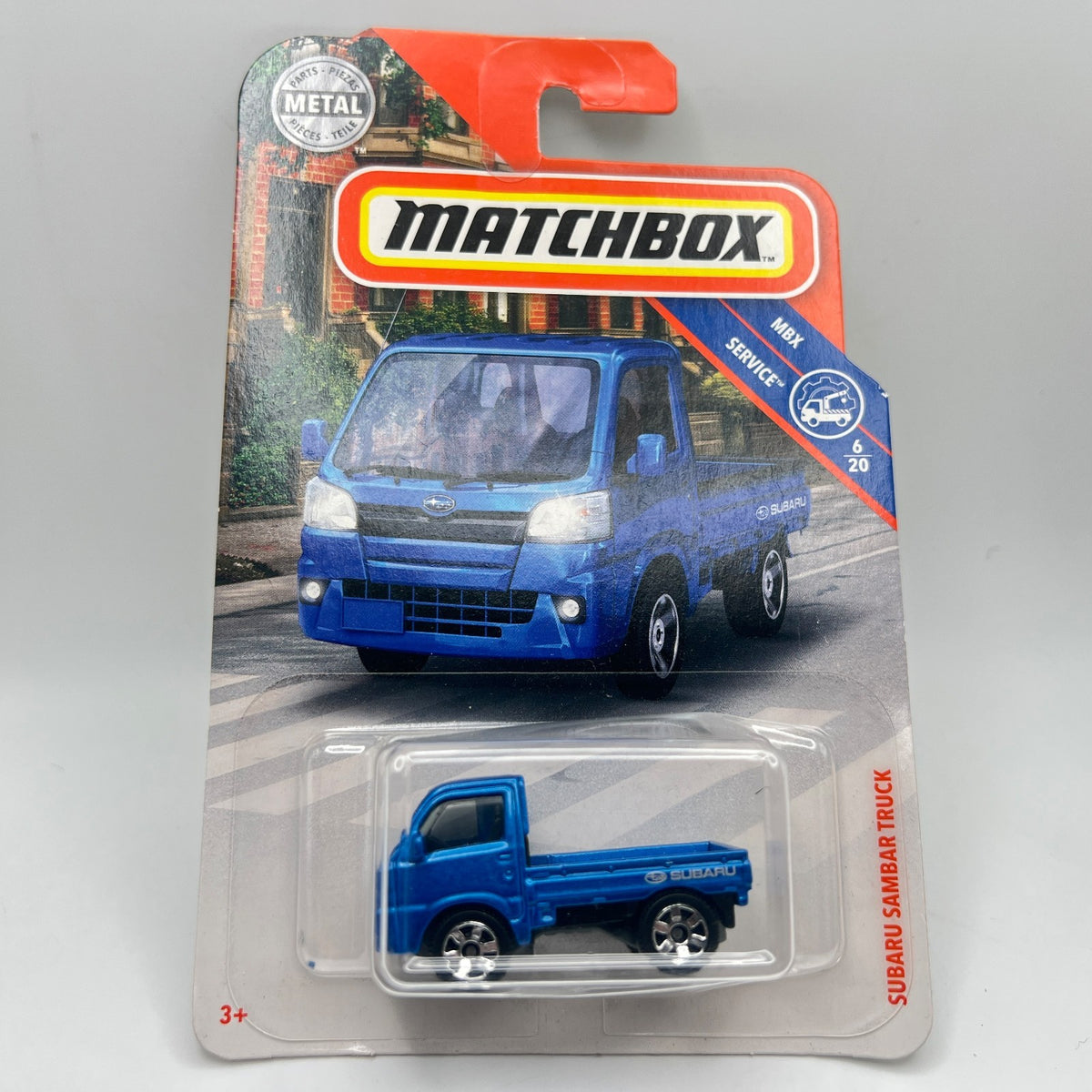 Matchbox Subaru Sambar Truck Blue 82/100 MBX Service 6/20 1:64 Diecast