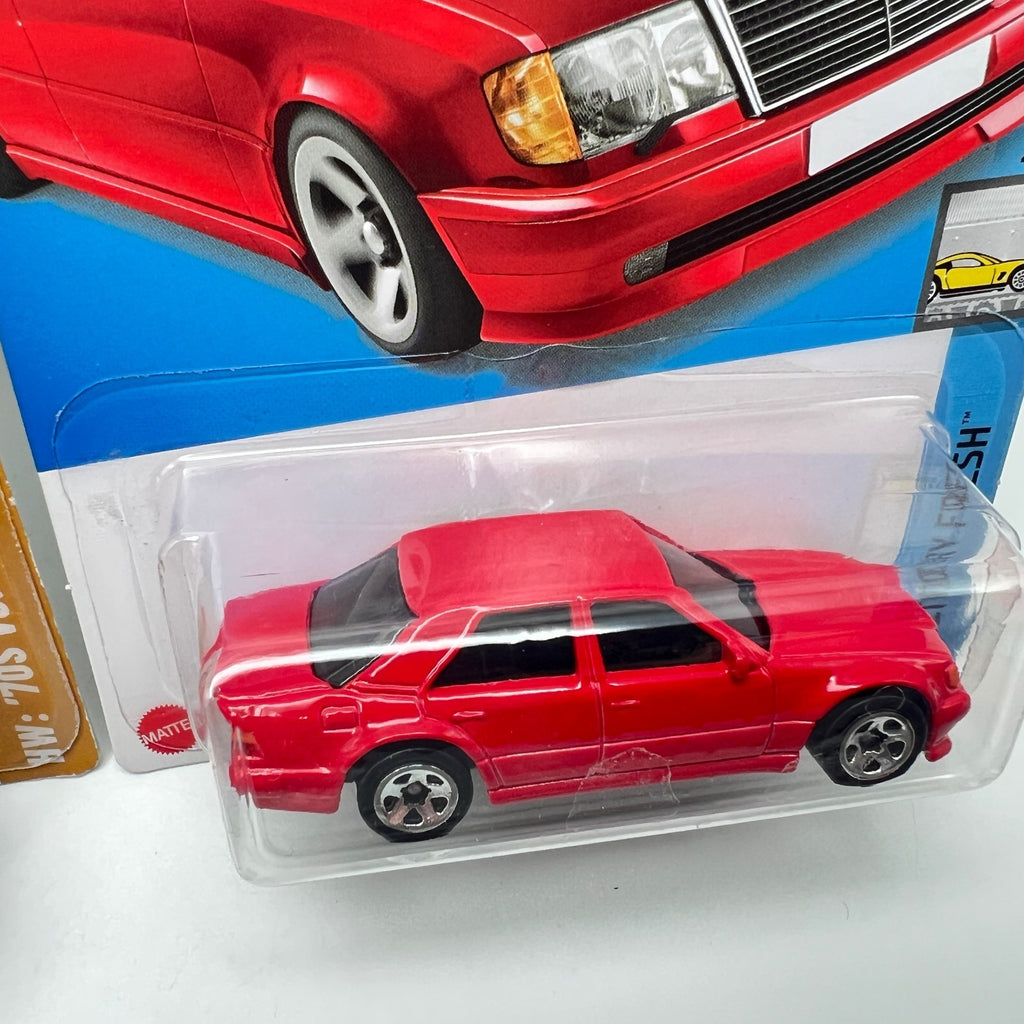 Hot Wheels Mercedes-Benz 500 E Lot of 2 Green 70s vs 90s & Red Factory Fresh