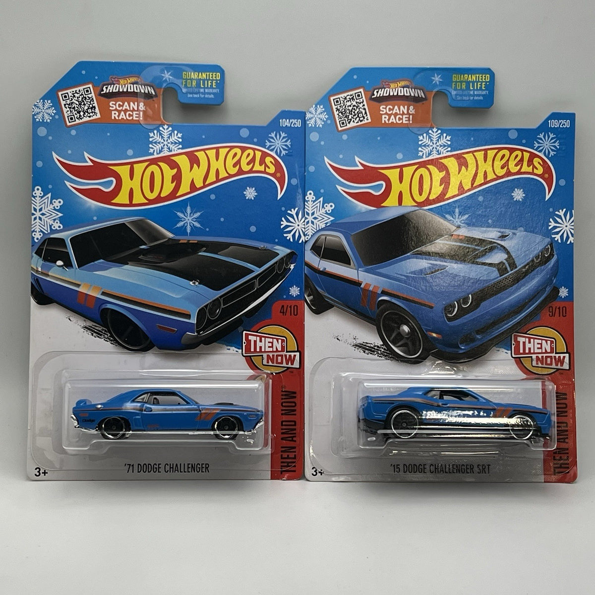 Hot Wheels* Then & Now* 71 & '15 Dodge Challenger SRT*NEW 4/10 & 9/10 Snowflake