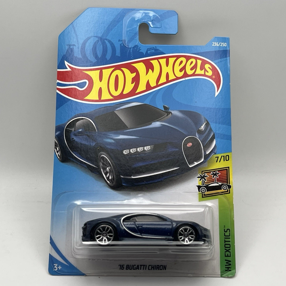 HOT WHEELS 2019 M/L #236/250 '16 Bugatti Chiron 7/10 HW Exotics blue