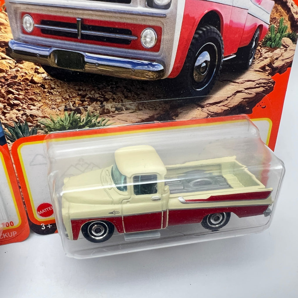 Matchbox Dodge Sweptside Pickup Lot of 2 White 14/100 + 1957 Cream/Red 2/100