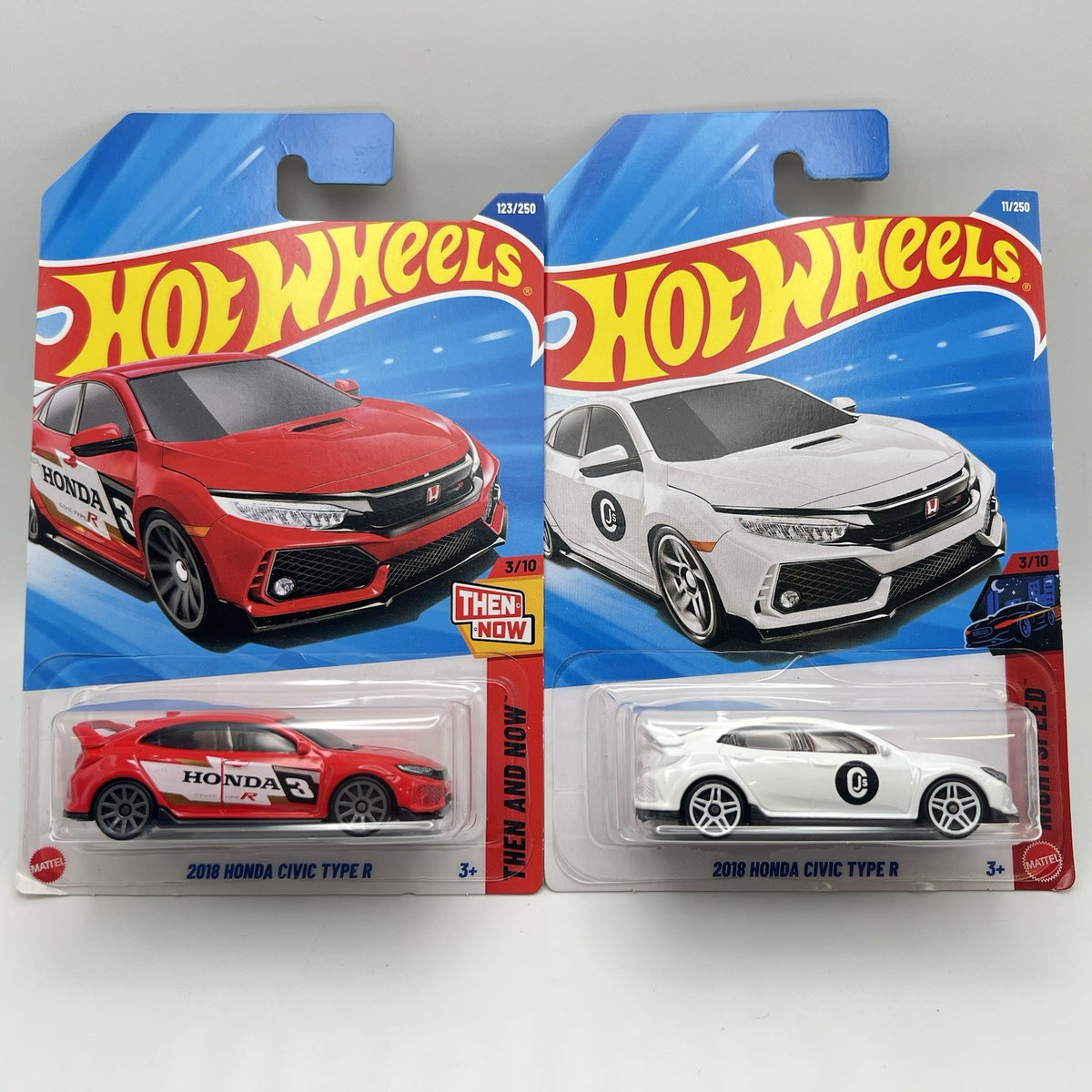 Hot Wheels 2018 Honda Civic Type R - *LOT OF 2* - White & Red