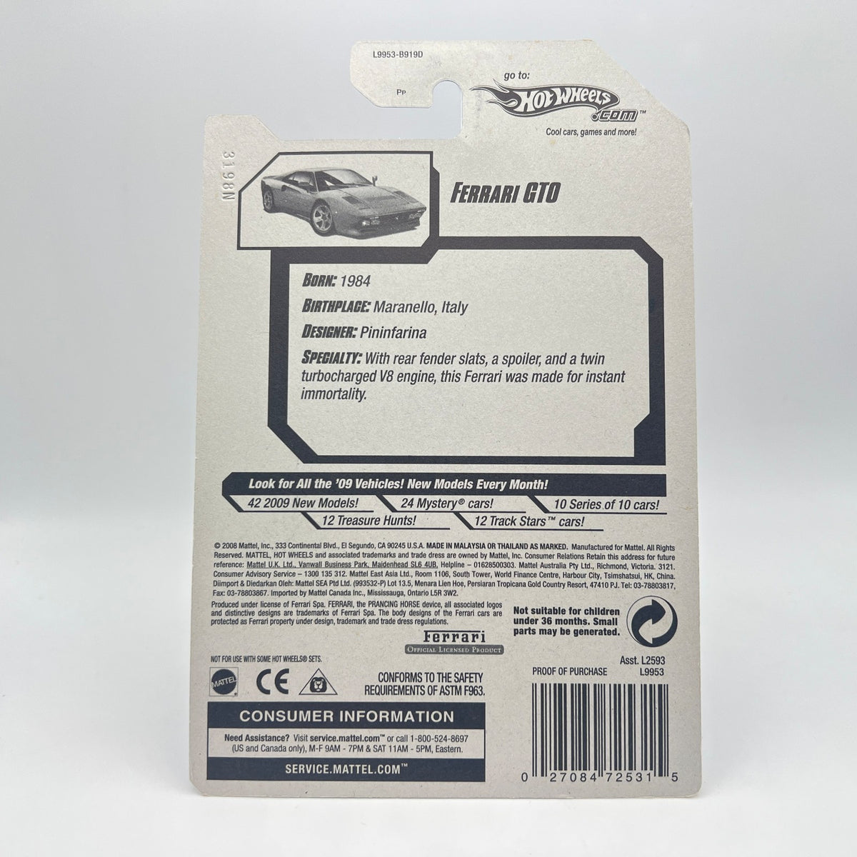 Hot Wheels Ferrari GTO 2008 New Models #38 The Vault