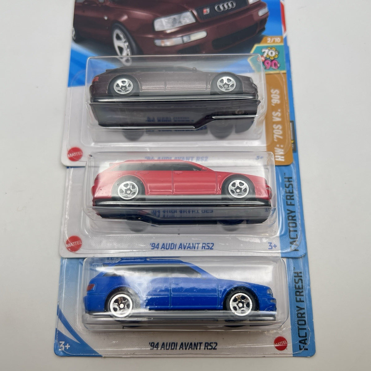 Hot Wheels 3 Diff '94 AUDI AVANT RS2 - Lot Of 3 - Maroon, Red, Blue