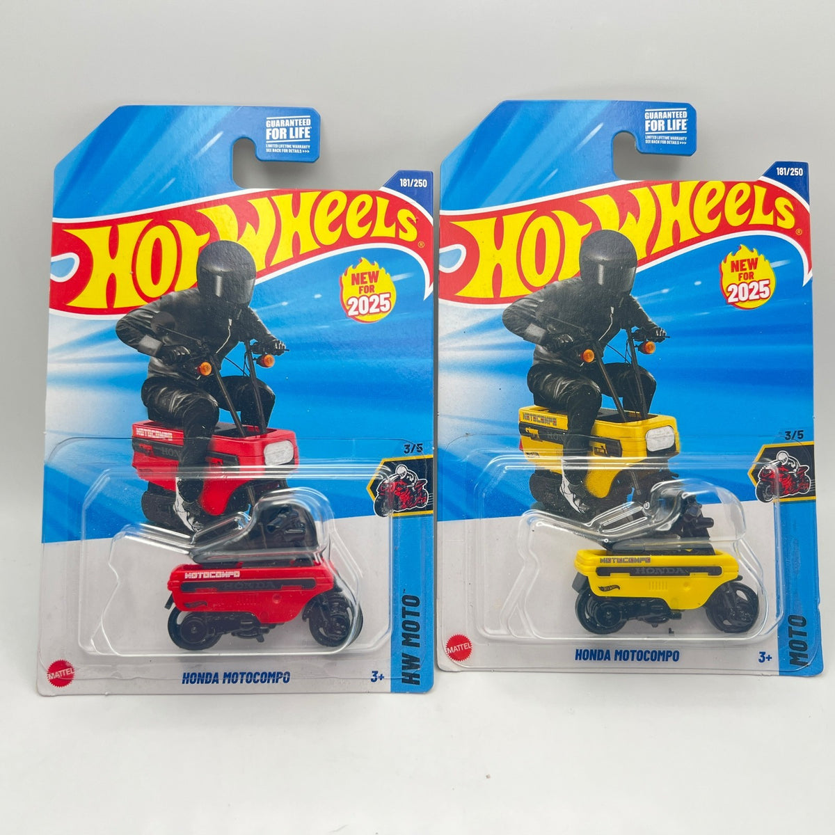 Hot Wheels Honda Motocompo Lot of 2 Red + Yellow 181/250 HW Moto 3/5