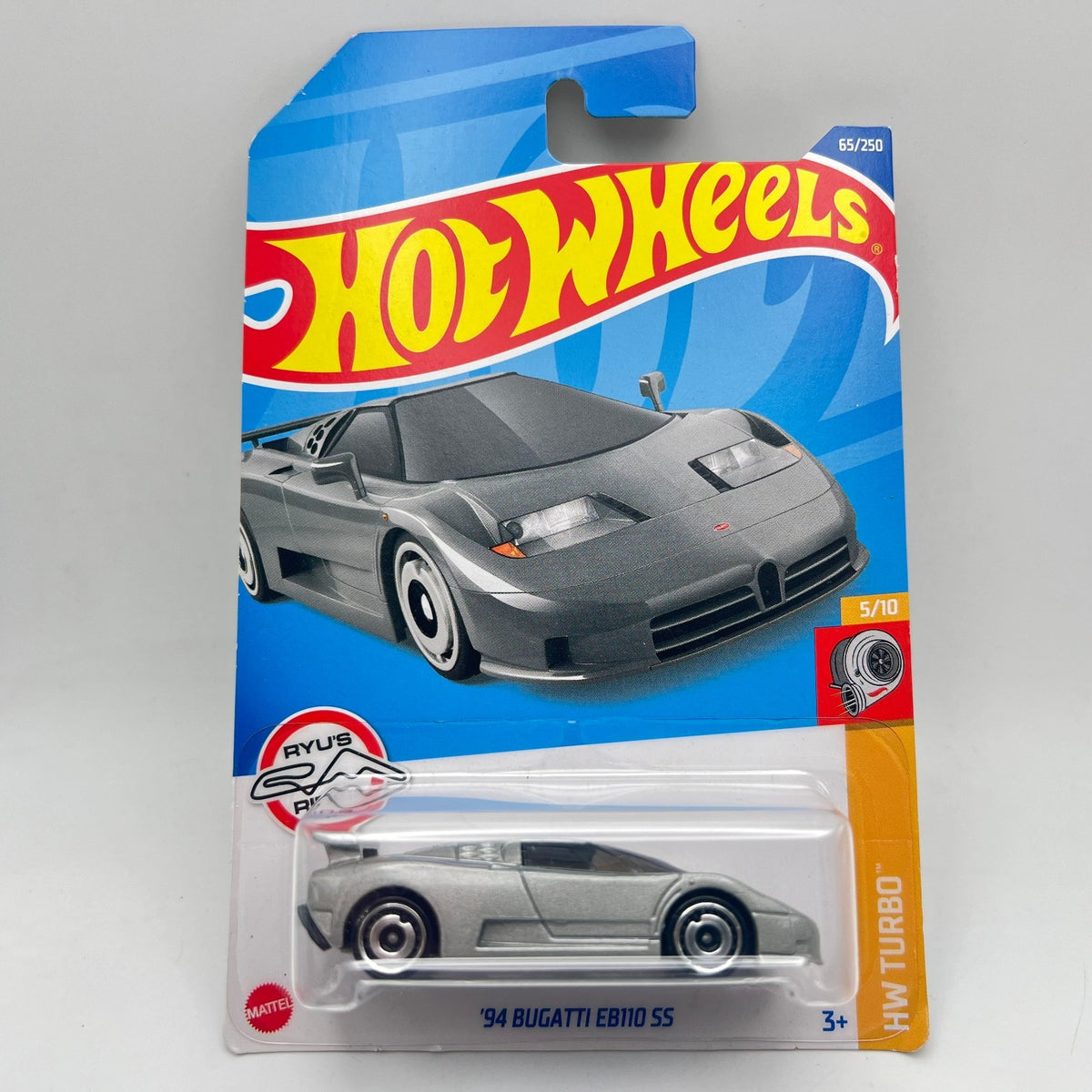 Hot Wheels gray 94 Bugatti EB110 SS “HW Turbo" 5/10 - 65/250 Diecast 1:64