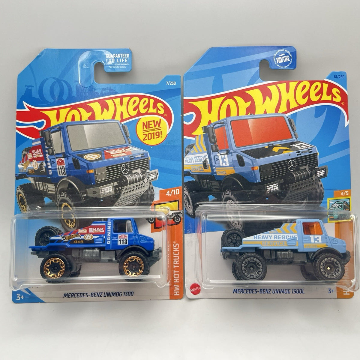 Hot Wheels Mercedes Benz Unimog LOT OF 2 BLUE & Light Blue
