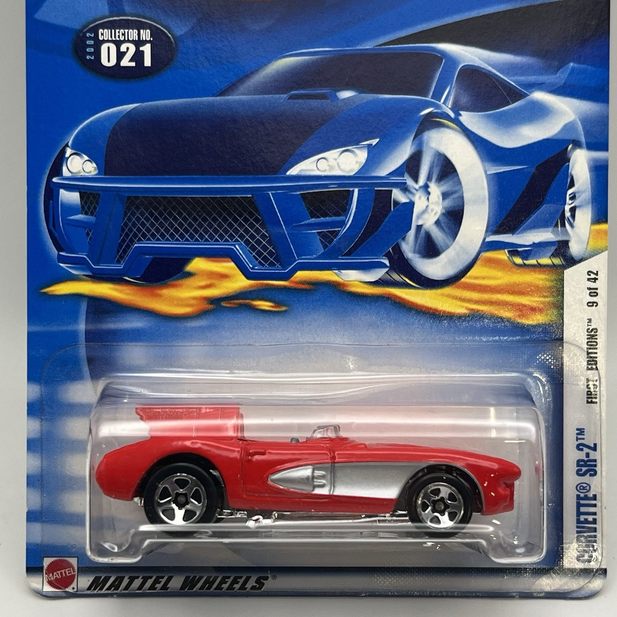 Hot Wheels 2002 First Editions Collector #021 Red Corvette SR-2 w/5 Sp Rims