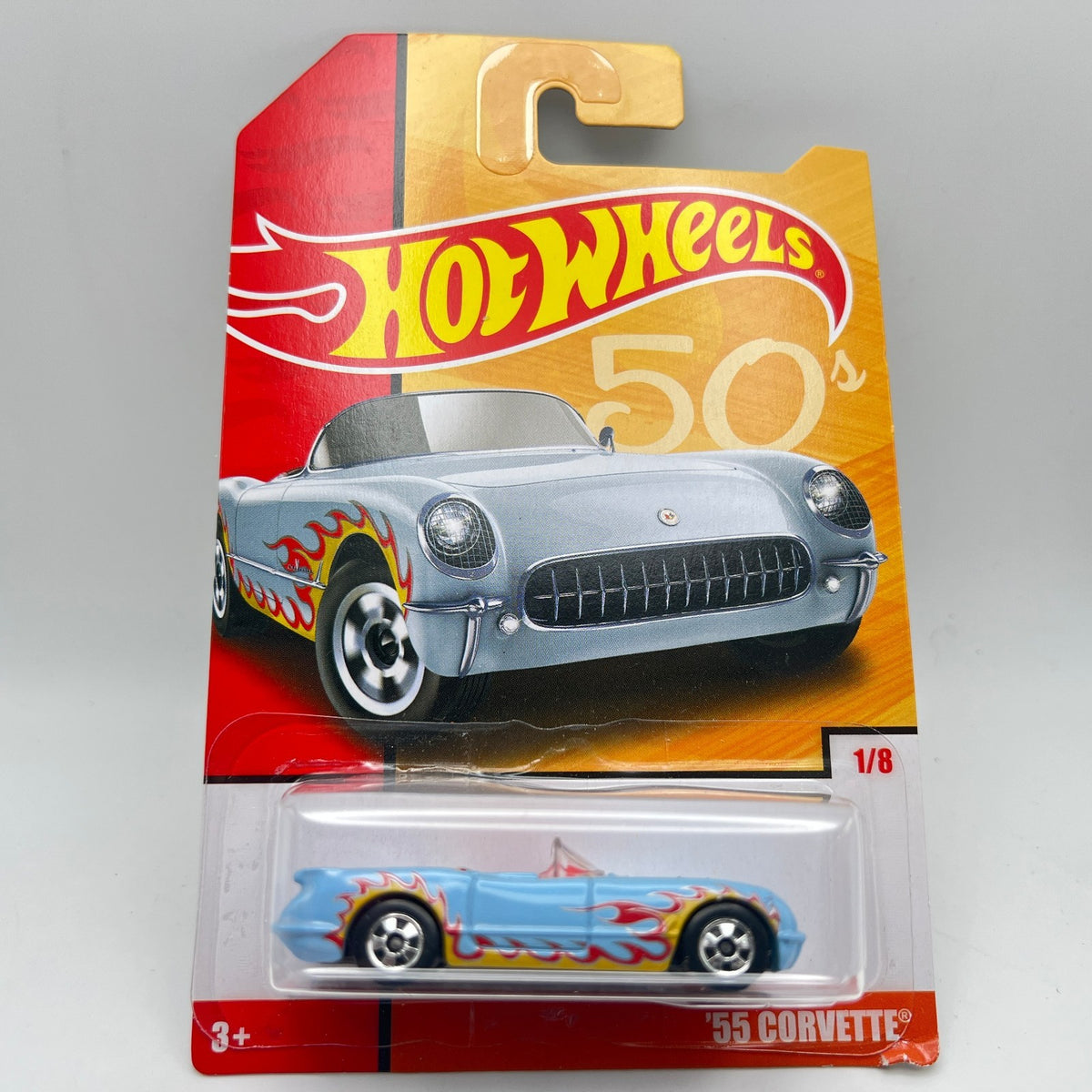 Hot Wheels '55 Corvette Light Blue Flames 50s Decades 1/8 50th Throwback