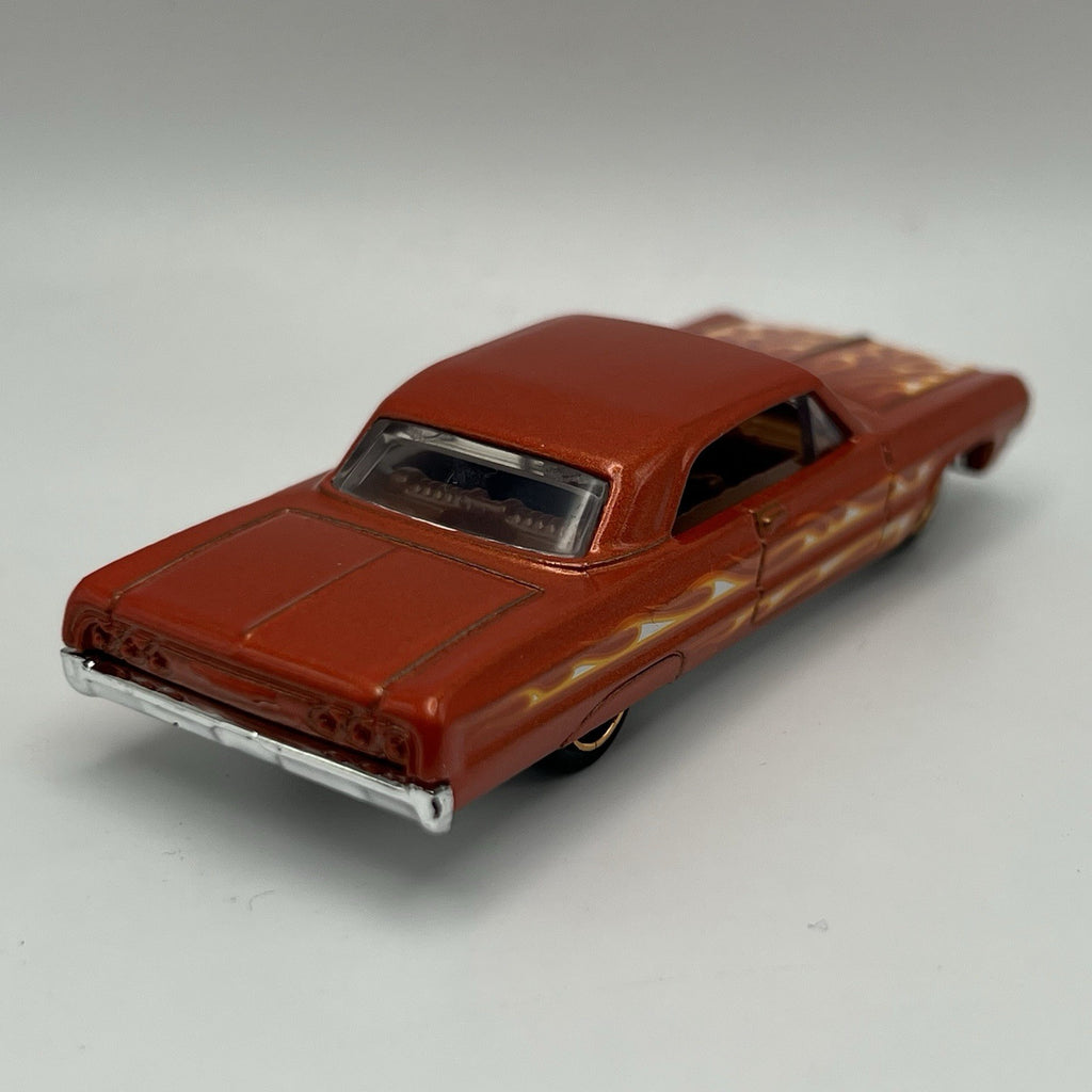 '64 Impala Hot Wheels 2024 Flames Series Metalflake Orange RSW Rims 1:64 Loose