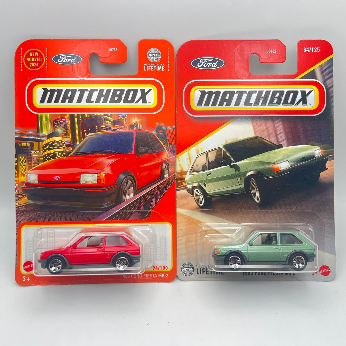 Matchbox 1983 Ford Fiesta Mk 2 Lot of 2 Red 94/100 + Green 84/125 1:64
