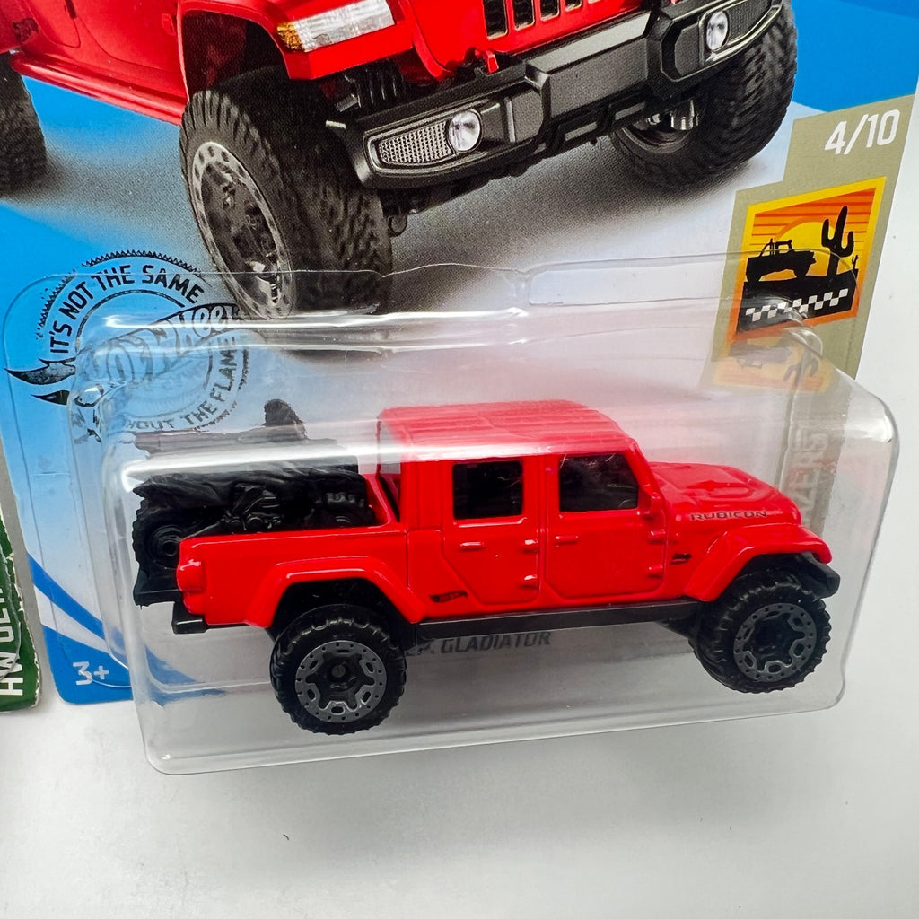 Hot Wheels '20 Jeep Gladiator Lot of 2 Green 117/250 + Red 157/250 1:64 Diecast