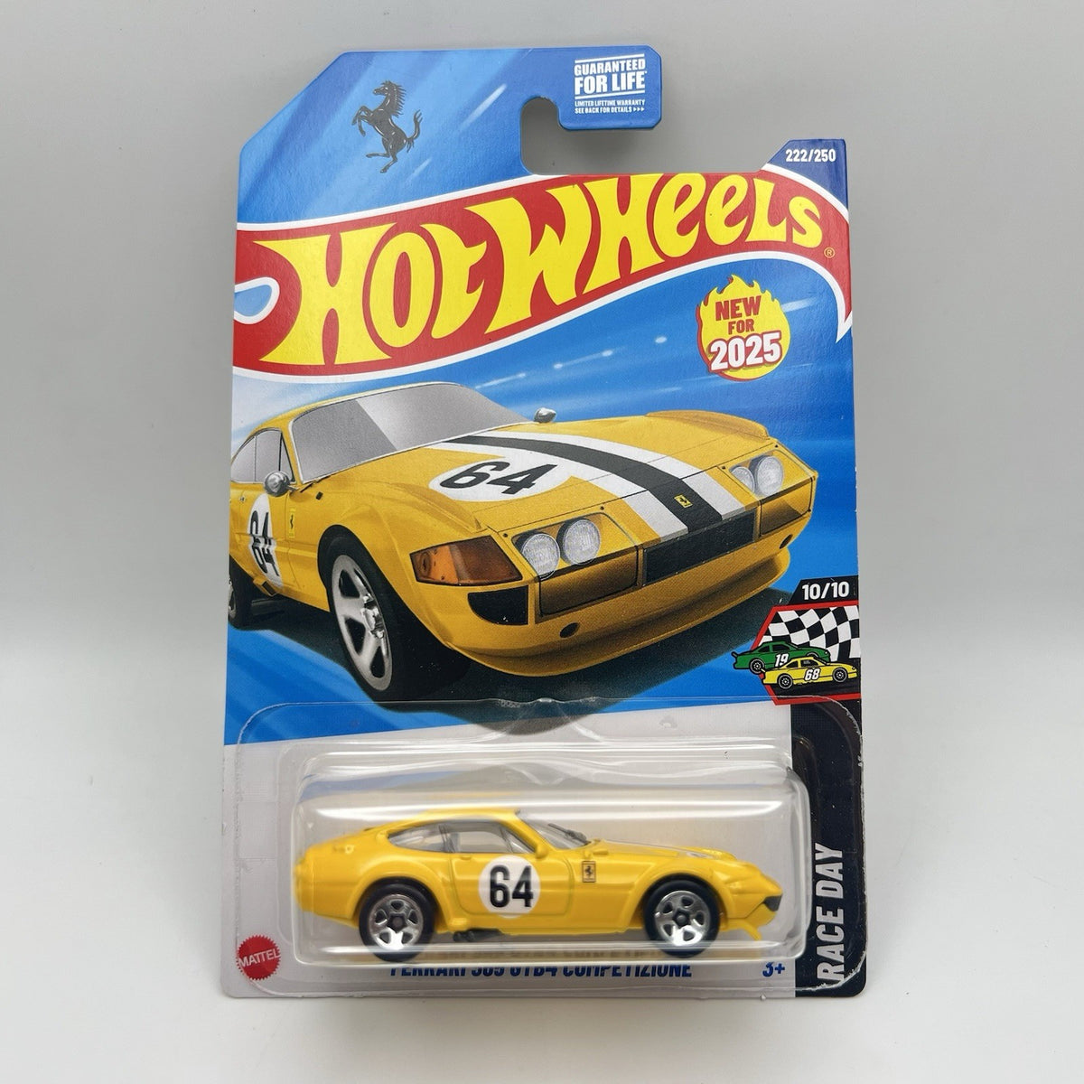 🔥🛞 2025 Hot Wheels RACE DAY 10/10 Ferrari 365 GTB4 Competizione 222/250 Yellow
