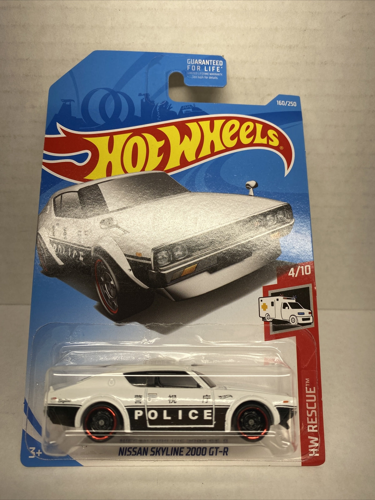 Hot Wheels 160/250 White Police Nissan Skyline 2000 GT-R 4/10 HW Rescue