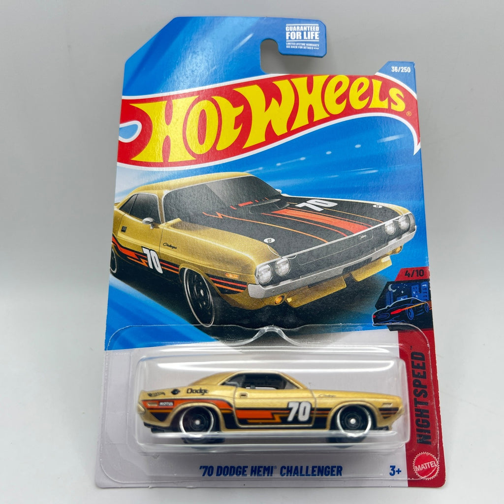 Hot Wheels 70 Dodge Hemi Challenger 36/250 Nightspeed 4/10 Gold 1:64