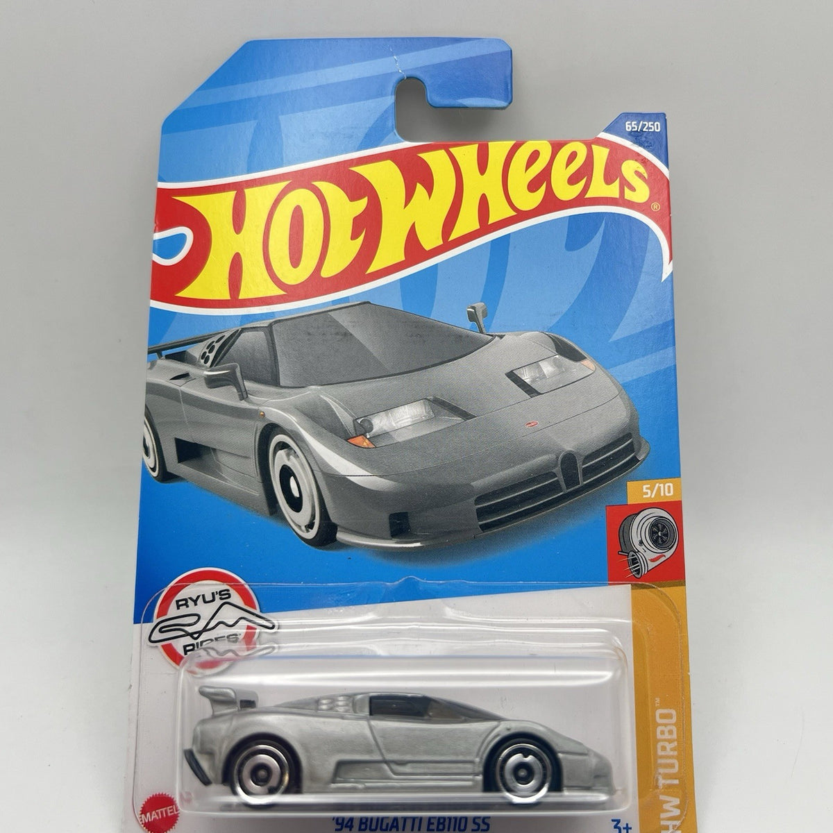 Hot Wheels gray 94 Bugatti EB110 SS “HW Turbo" 5/10 - 65/250 Diecast 1:64