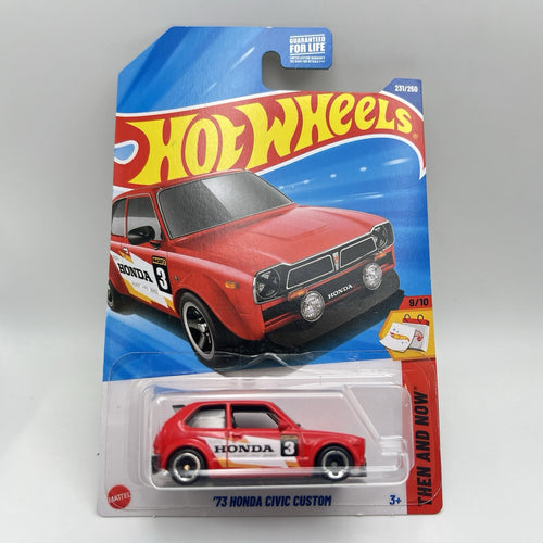(3) 2024 Hot Wheels 1973 Honda Civic Custom Red, Green, Orange 1:64 JDM