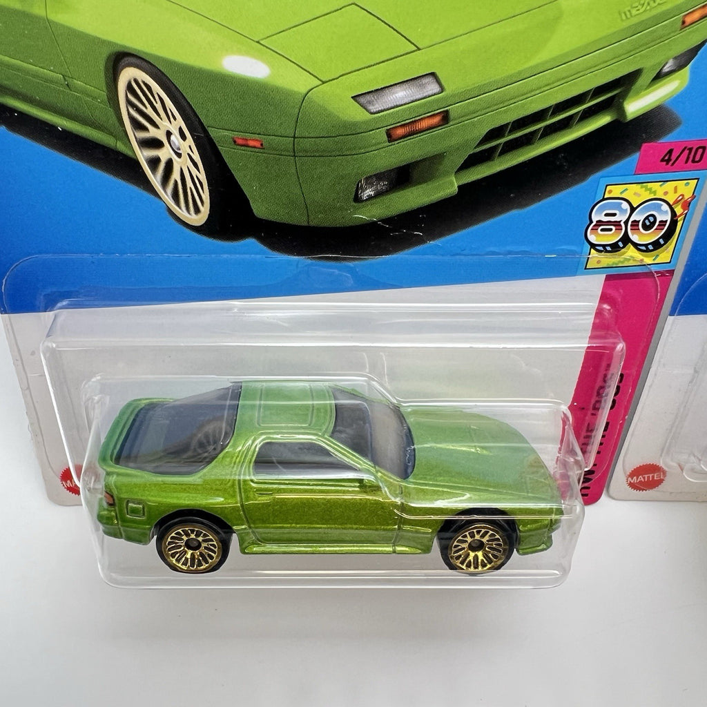 Lot Of 2 Hot Wheels ‘89 Mazda Savanna RX-7 FC35 Black and Green  JDM NEW