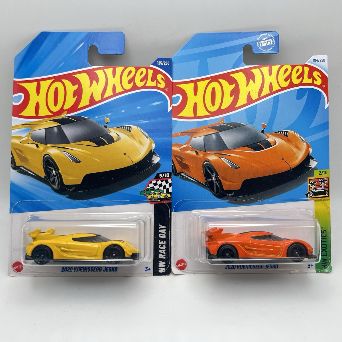 LOT OF 2 -  HOT WHEELS 2020 KOENIGSEGG JESKO -  COLOR VARIANTS Yellow And Orange