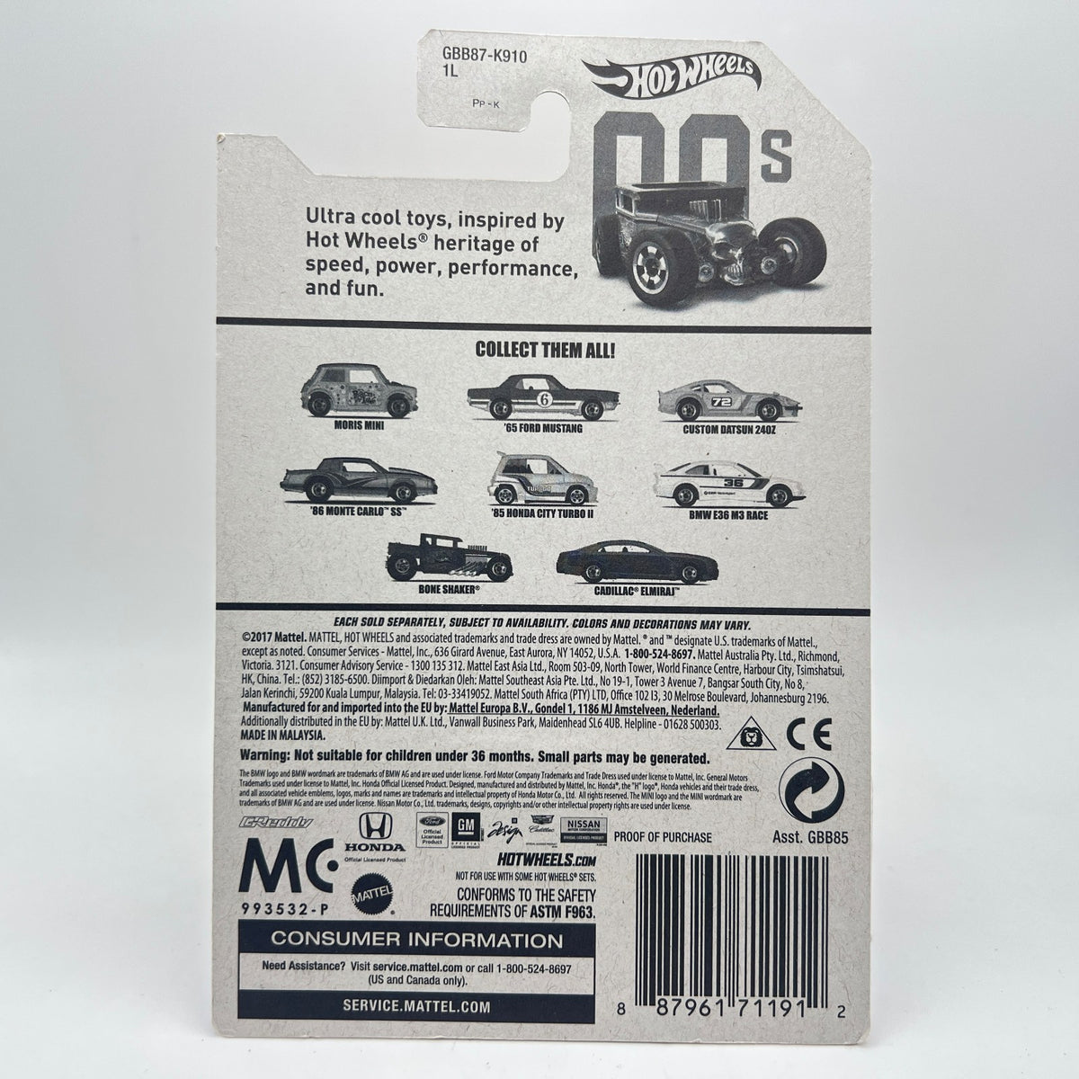 BONE SHAKER 00S THROWBACK DECADES 50TH HOT WHEELS DIECAST 2018