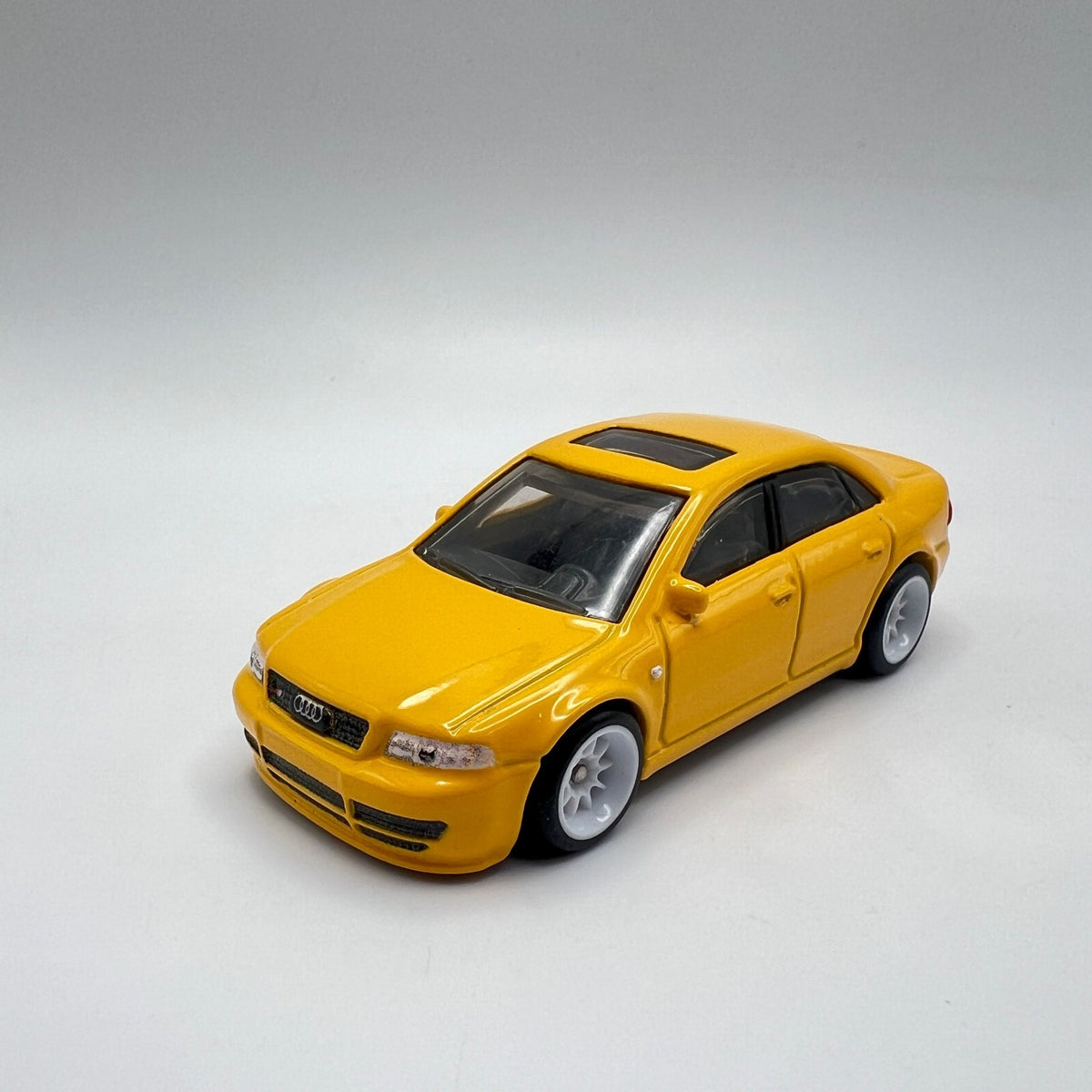 Custom Hot Wheels Premium Audi S4 Quattro Yellow Aftermarket Wheels LOOSE 1/64