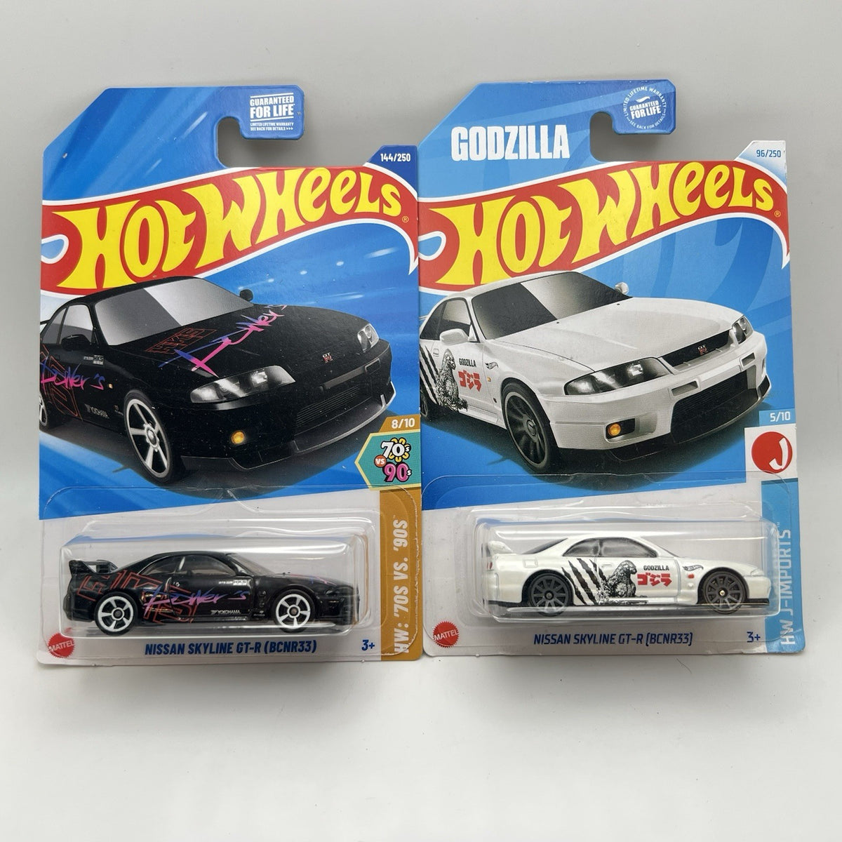 2024 Hot Wheels Nissan Skyline GT-R (BCNR33) Black & White Godzilla Lot Of 2
