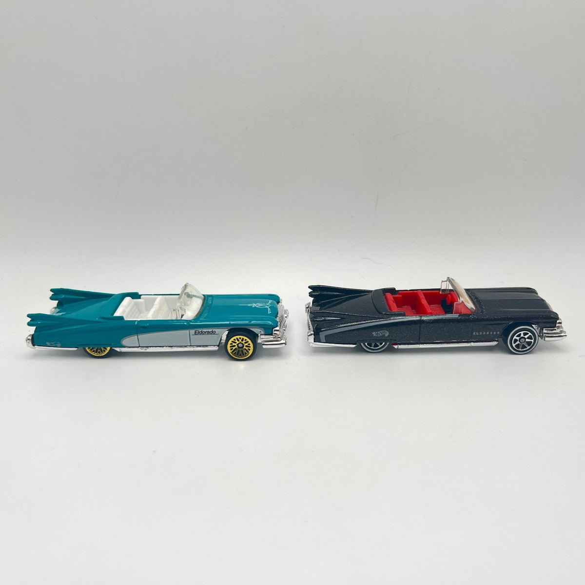 Hot Wheels Lot of 2 '59 Cadillac Eldorado Convertible Teal Black LOOSE