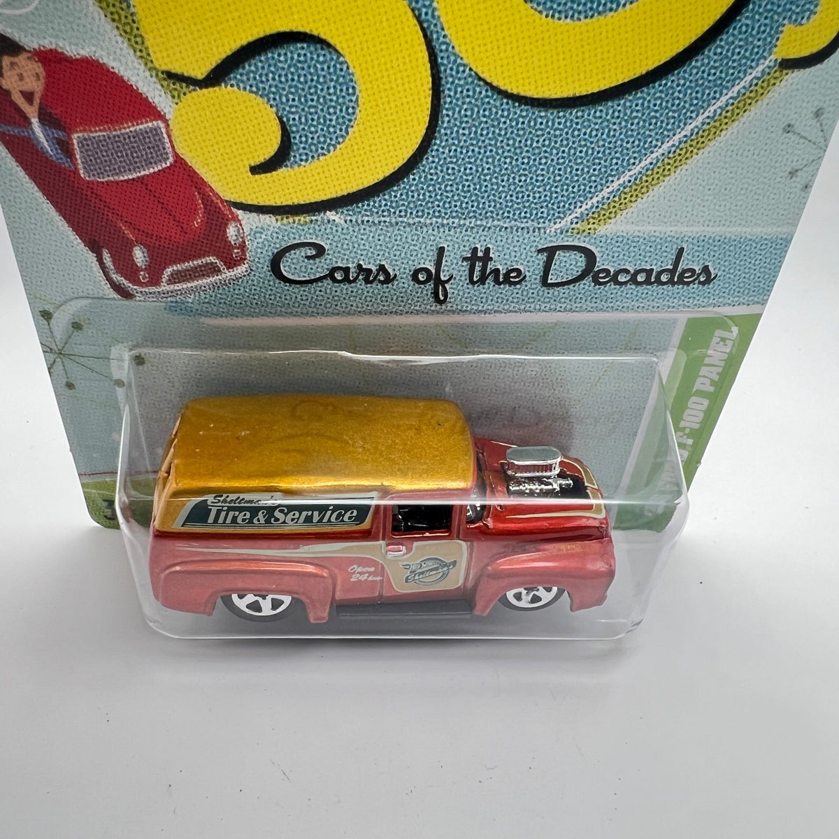 Hot Wheels '56 Ford F-100 Panel Orange Tire & Service Cars of the Decades 10/32