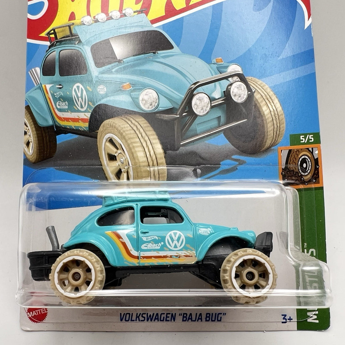 Hot Wheels Volkswagen Baja Bug VW Beetle Light Blue Mud Studs 5/5 160/250