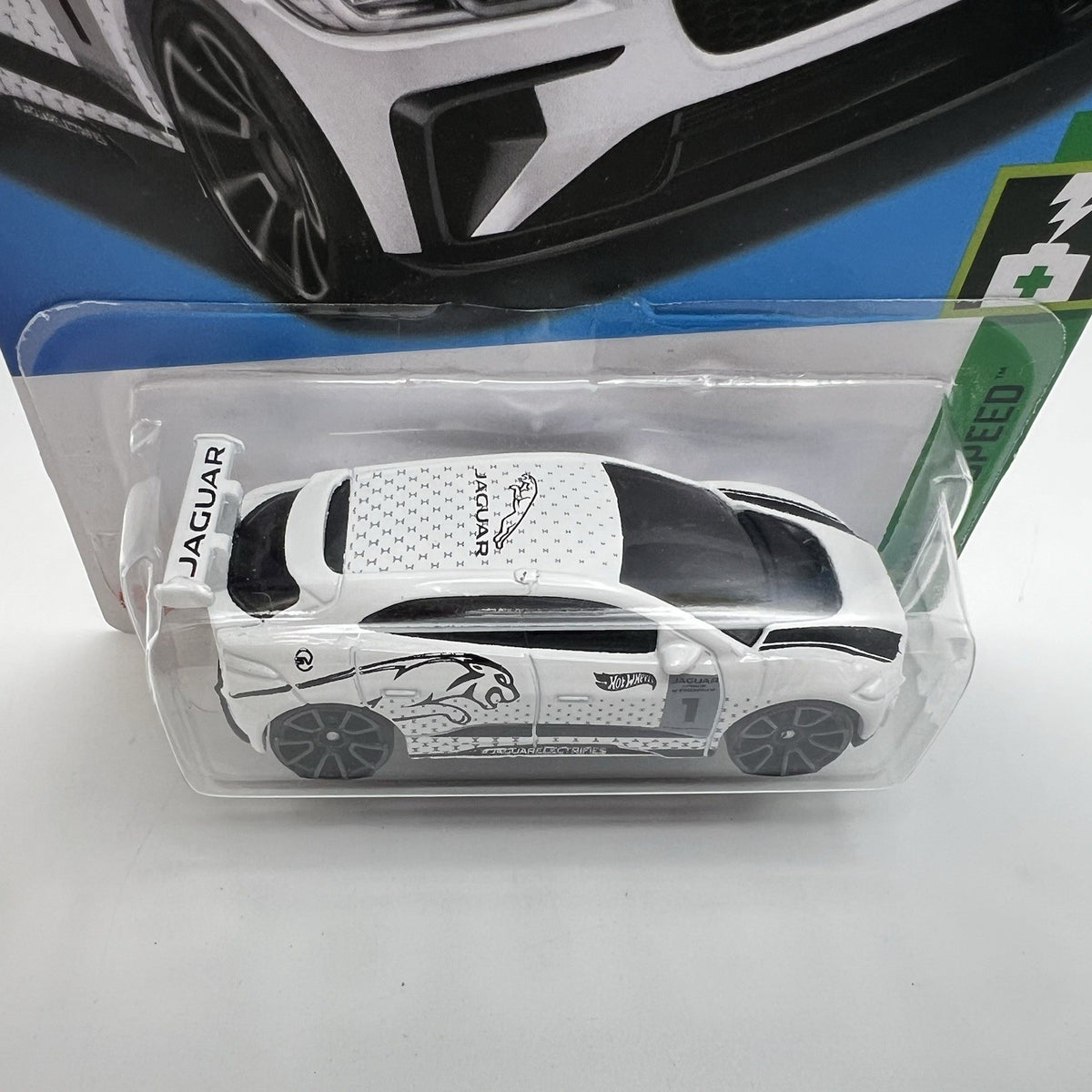 2023 HOT WHEELS JAGUAR I-PACE eTROPHY 158/250 HW Green Speed 9/10 White NEW.