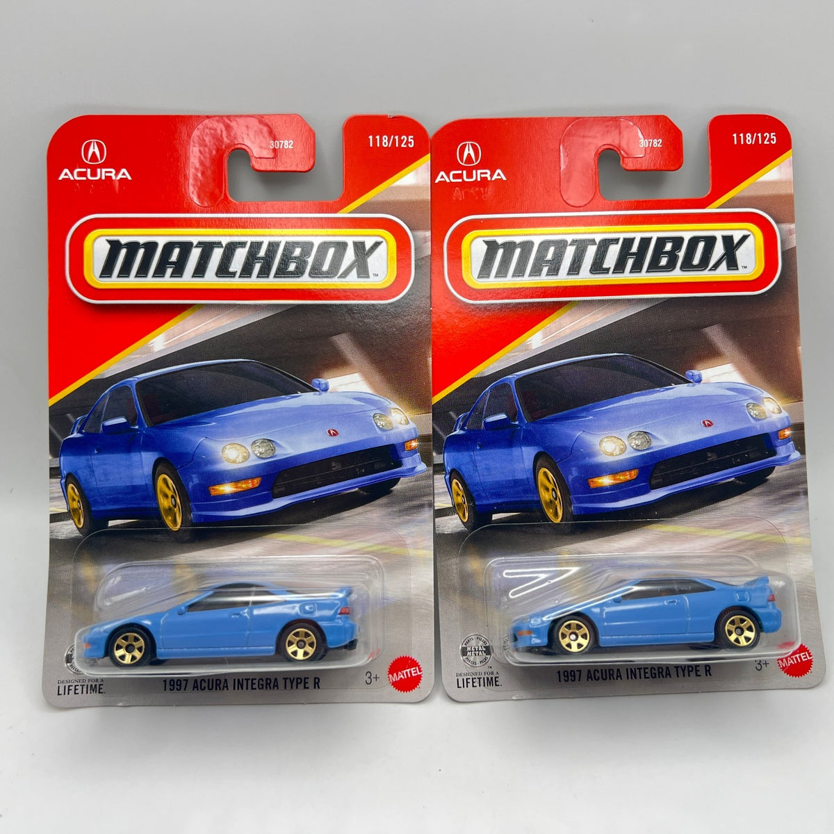 Matchbox 1997 Acura Integra Type R Light Blue 118/125 LHD & RHD Lot of 2