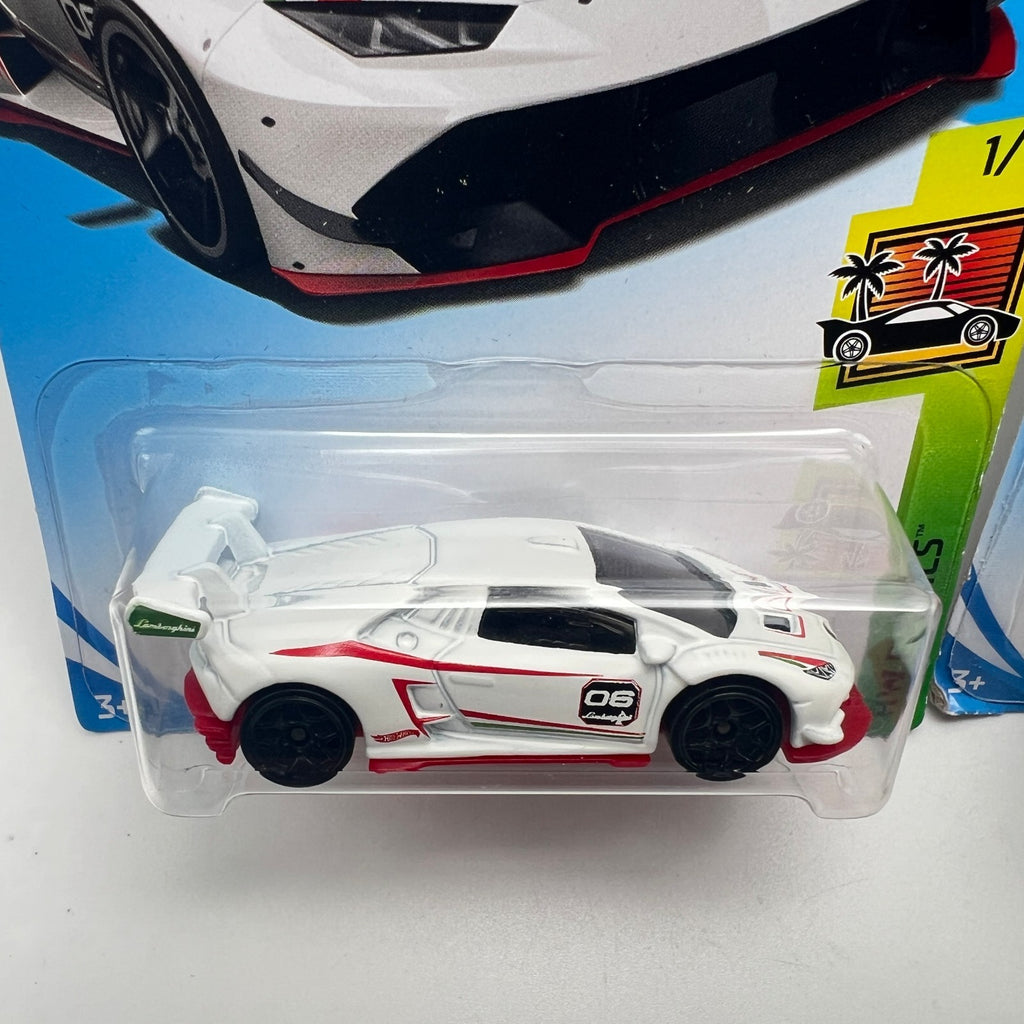 Hot Wheels Lamborghini Huracan Super Trofeo Lot of 2 White 150/365 + Orange