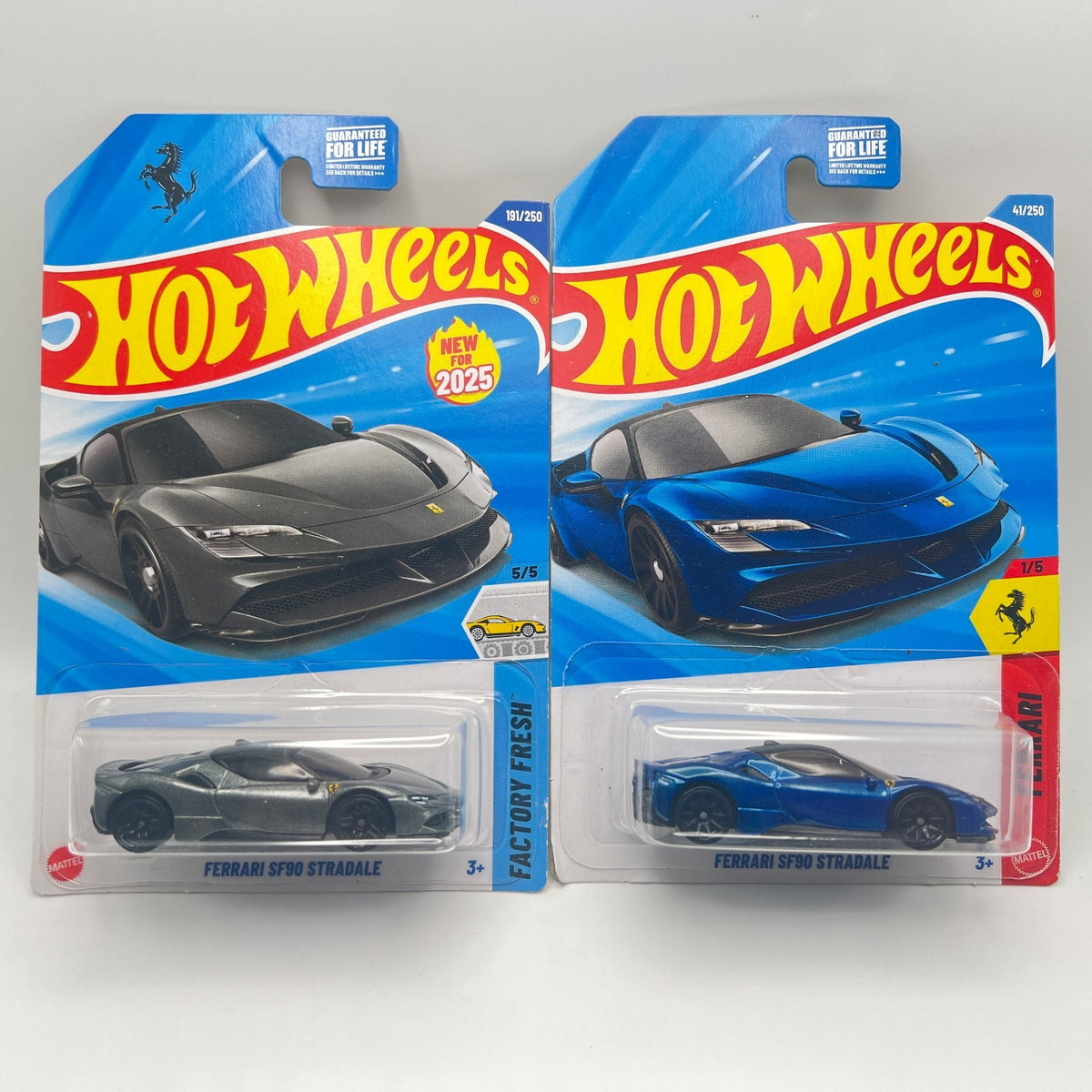 Hot Wheels Ferrari SF90 Stradale Lot of 2 Grey 191/250 + Blue 41/250 1:64