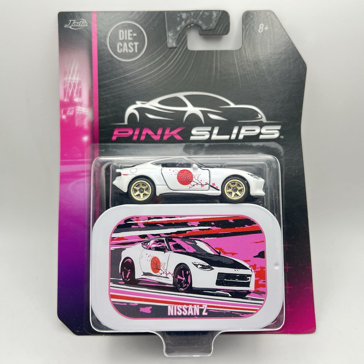 JADA Pink Slips White NISSAN Z  Cherry Blossom + Collector’s Storage Tin NIB🔥